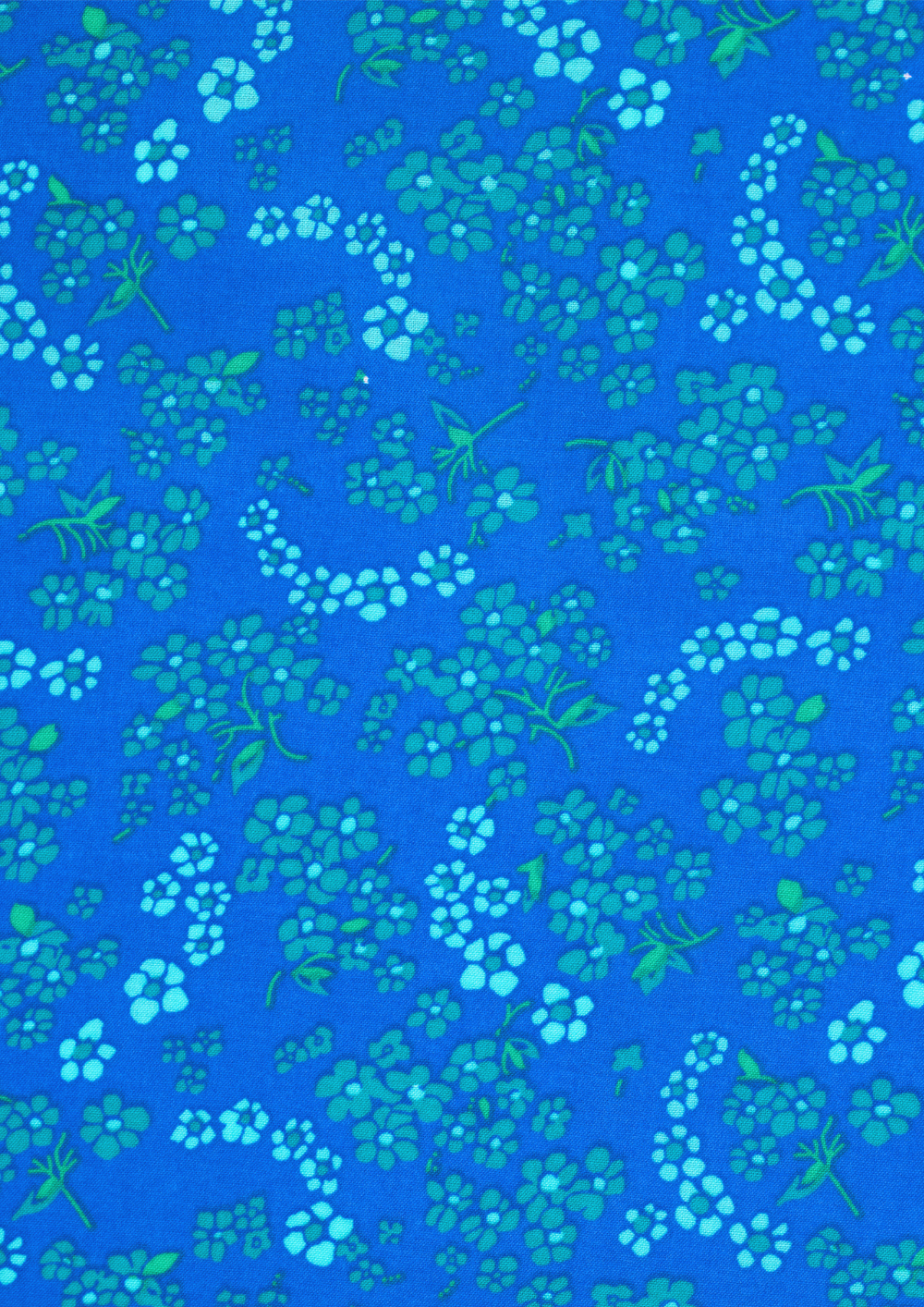 Hanako Blue Cotton Coupon 867 | Neon Floral Print | Precut Fabric 50 x 70 cm