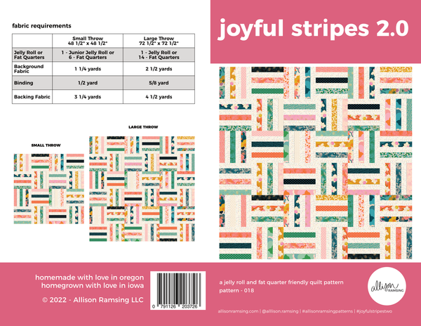 Joyful Stripes 2.0 Quilt Pattern - Printed