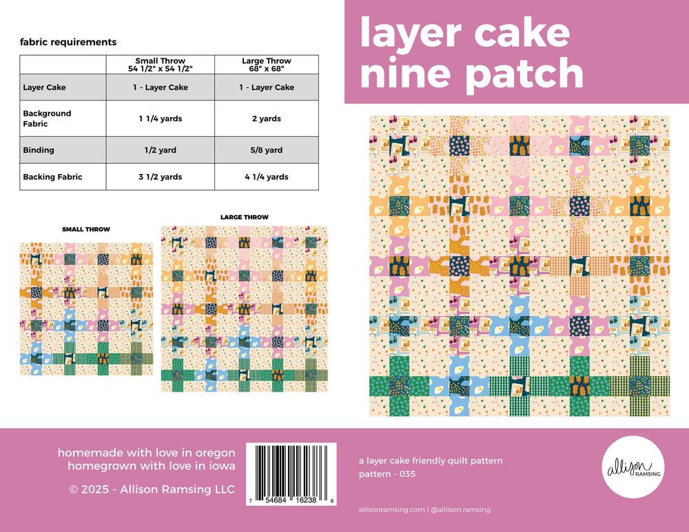 Layer Cake Nine Patch Quilt Pattern - Printed