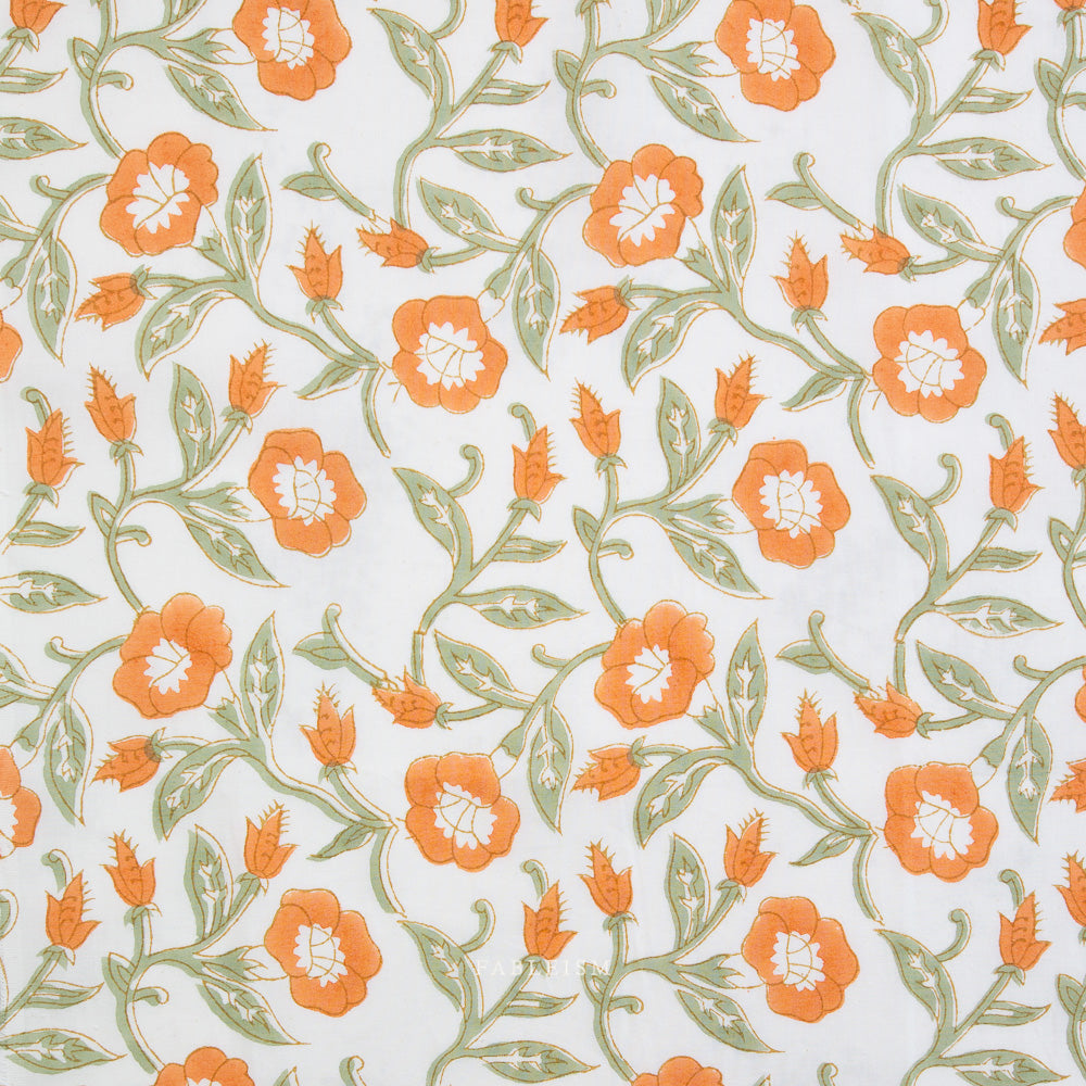 Trumpet Vines in Sage BPCT-02-TMP-SAGE | Indian Block Print Cottage