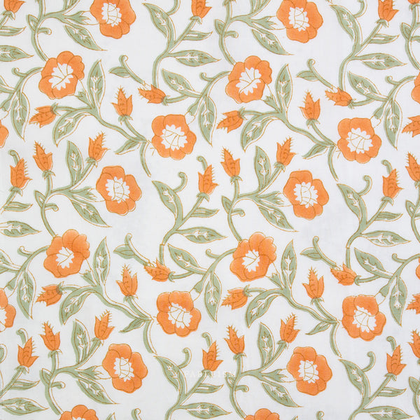 Trumpet Vines in Sage BPCT-02-TMP-SAGE | Indian Block Print Cottage