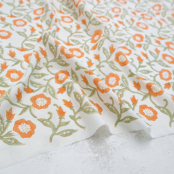 Trumpet Vines in Sage BPCT-02-TMP-SAGE | Indian Block Print Cottage