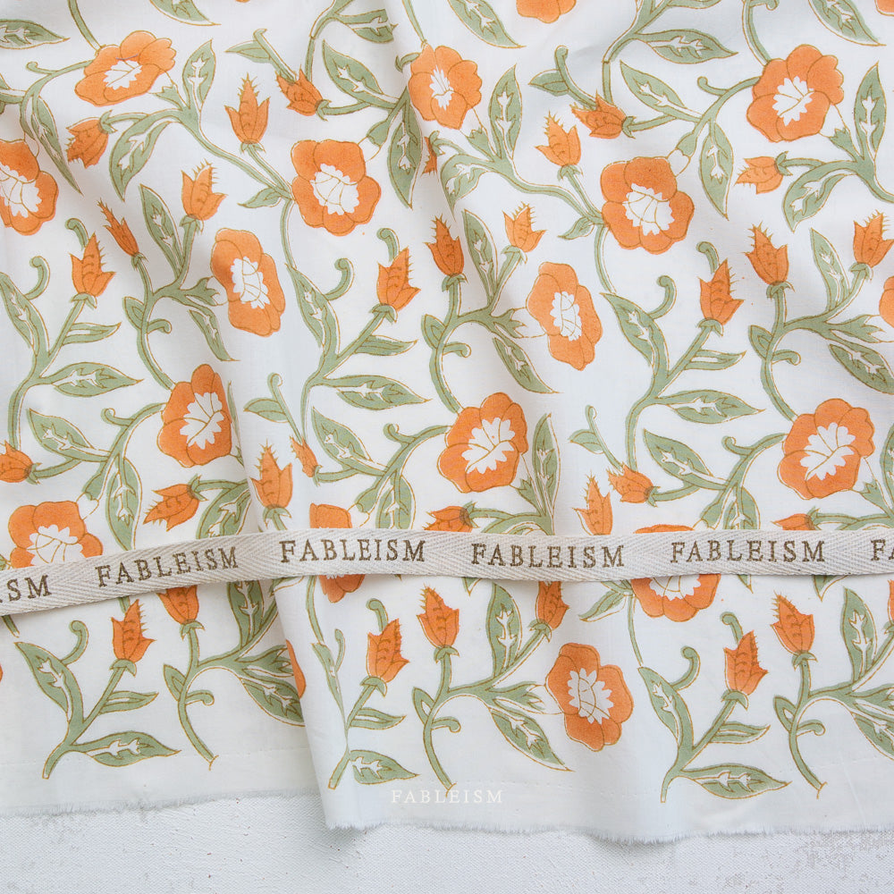Trumpet Vines in Sage BPCT-02-TMP-SAGE | Indian Block Print Cottage