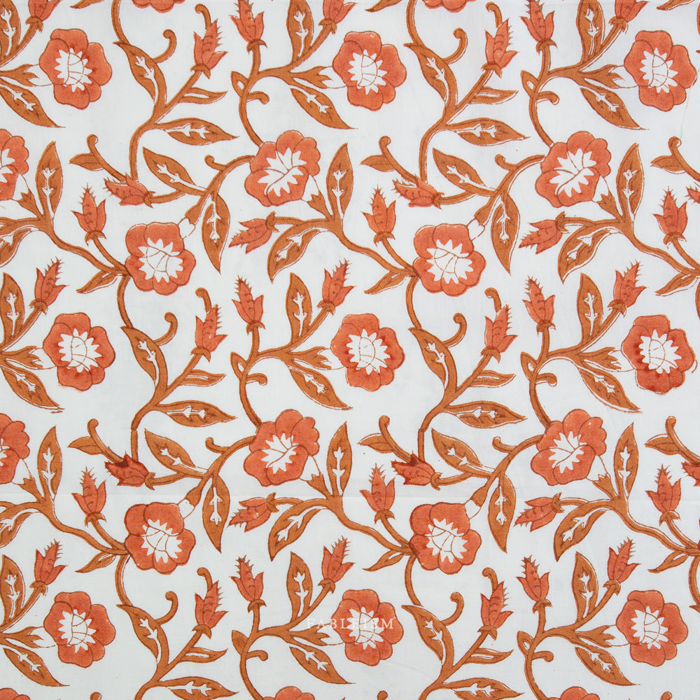 Trumpet Vines in Sienna BPCT-02-TMP-SIENNA | Indian Block Print Cottage