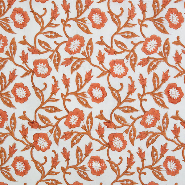 Trumpet Vines in Sienna BPCT-02-TMP-SIENNA | Indian Block Print Cottage