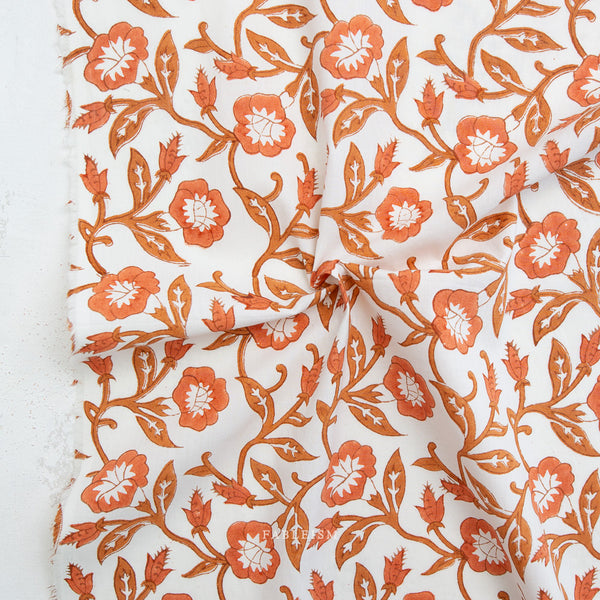 Trumpet Vines in Sienna BPCT-02-TMP-SIENNA | Indian Block Print Cottage