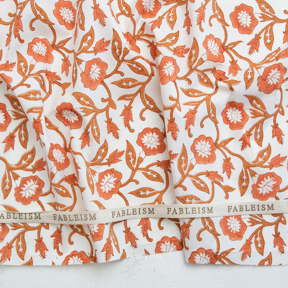 Trumpet Vines in Sienna BPCT-02-TMP-SIENNA | Indian Block Print Cottage