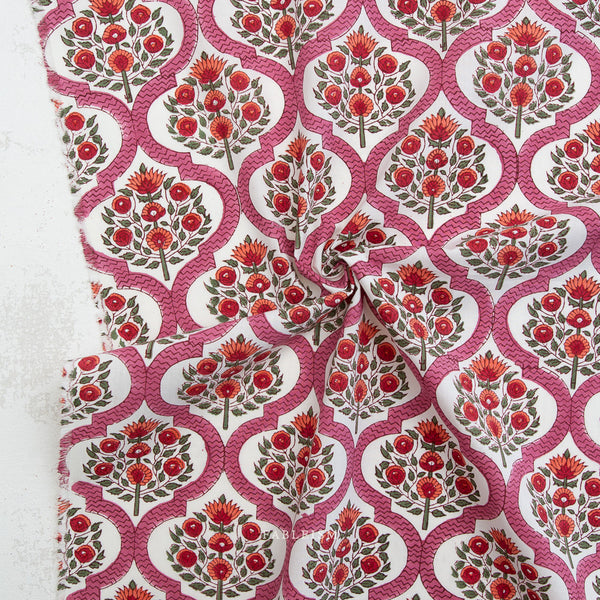 Lattice Floral in Pink BPCT-04-LAT-PINK | Indian Block Prints Cottage