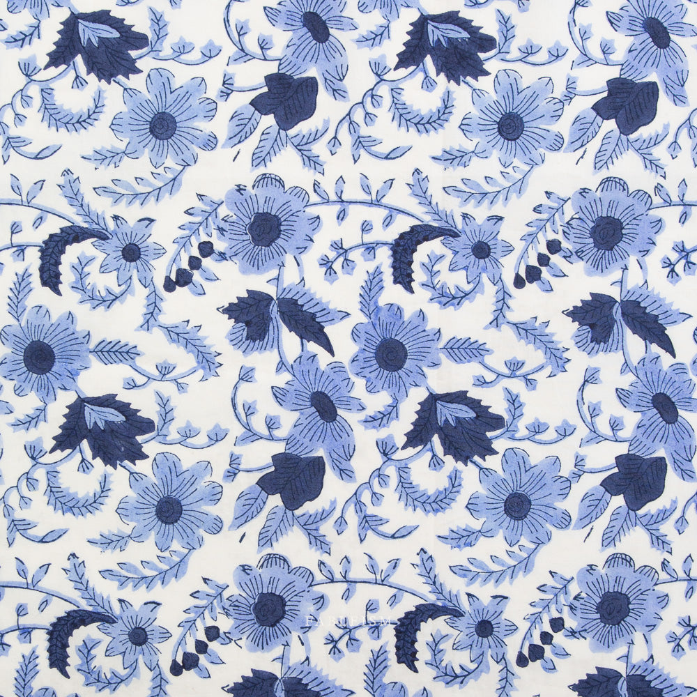 Country Floral in Blue BPCT-08-CTY-BLUE | Indian Block Prints Cottage