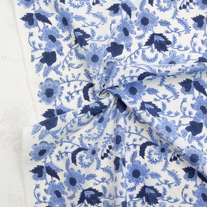Country Floral in Blue BPCT-08-CTY-BLUE | Indian Block Prints Cottage