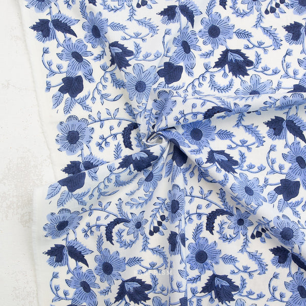 Country Floral in Blue BPCT-08-CTY-BLUE | Indian Block Prints Cottage