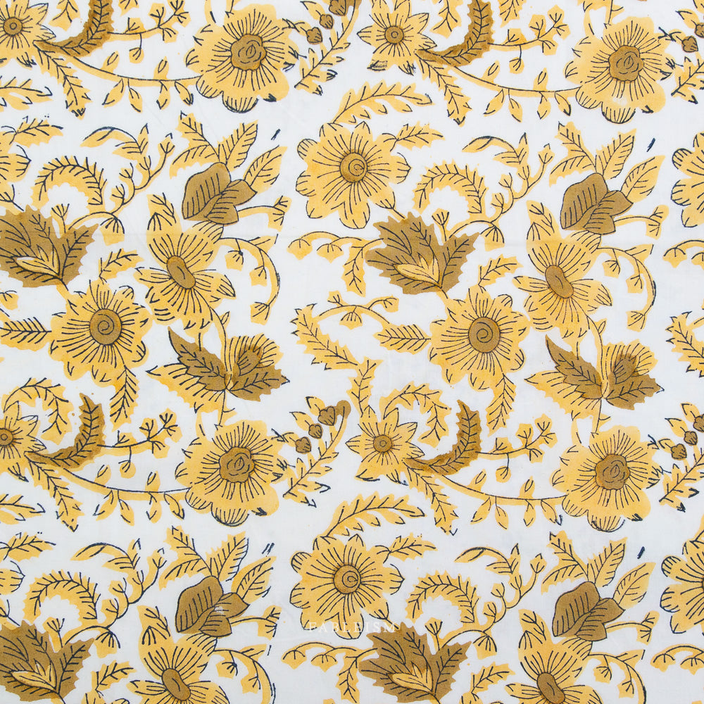 Country Floral in Yellow BPCT-08-CTY-YELLOW | Indian Block Prints Cottage