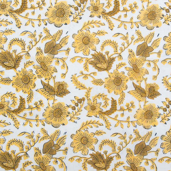 Country Floral in Yellow BPCT-08-CTY-YELLOW | Indian Block Prints Cottage