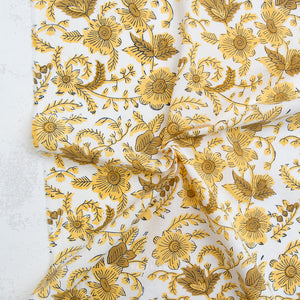 Country Floral in Yellow BPCT-08-CTY-YELLOW | Indian Block Prints Cottage