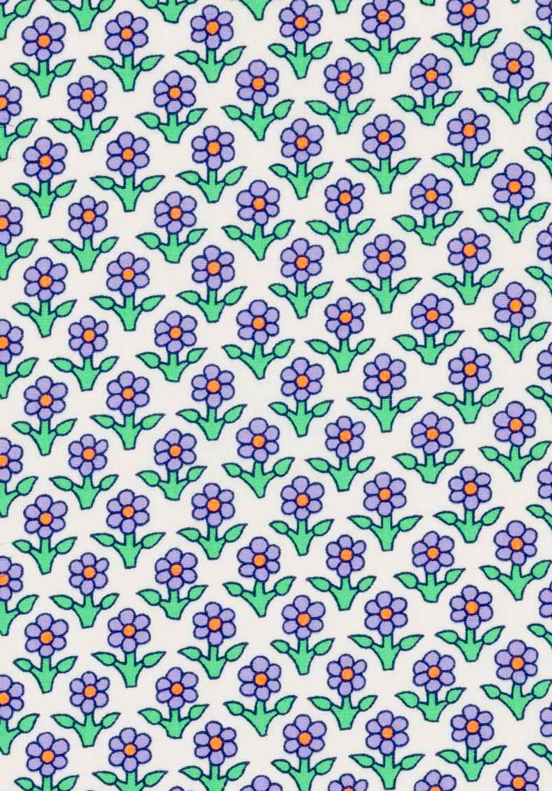 Vanina White Cotton Coupon 518 | Neon Floral Print | Precut Fabric 50 x 70 cm
