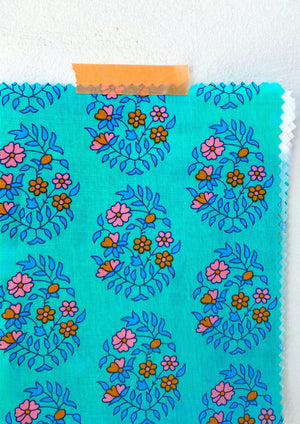 Cotton fabric coupon - Water green Shalin
