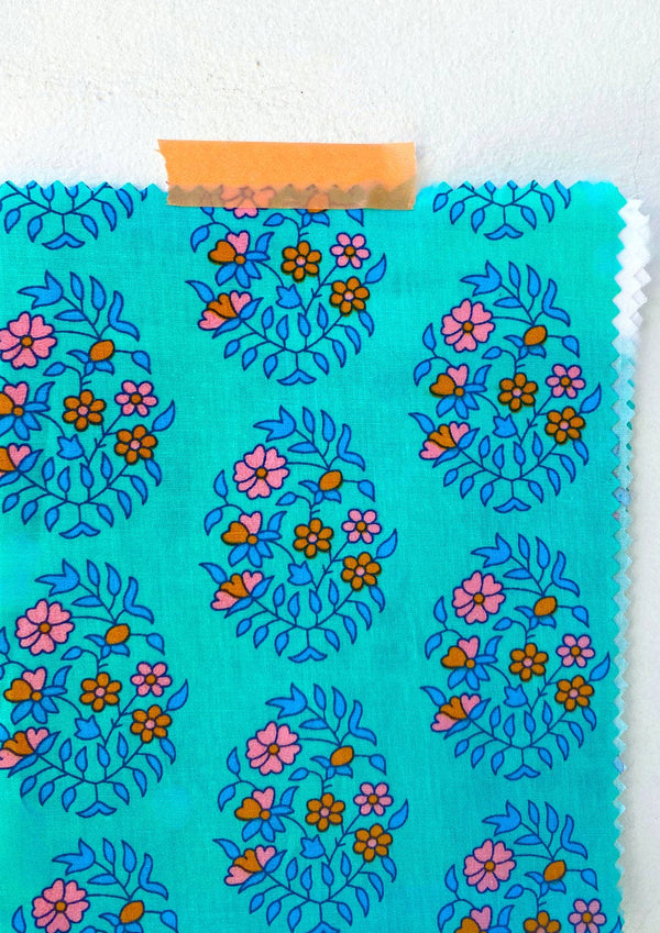 Cotton fabric coupon - Water green Shalin