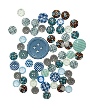 Assorted Blue Treasure Buttons