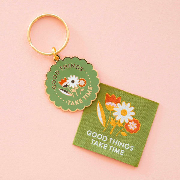 Good Things Take Time Enamel Keychain - Bag Charm