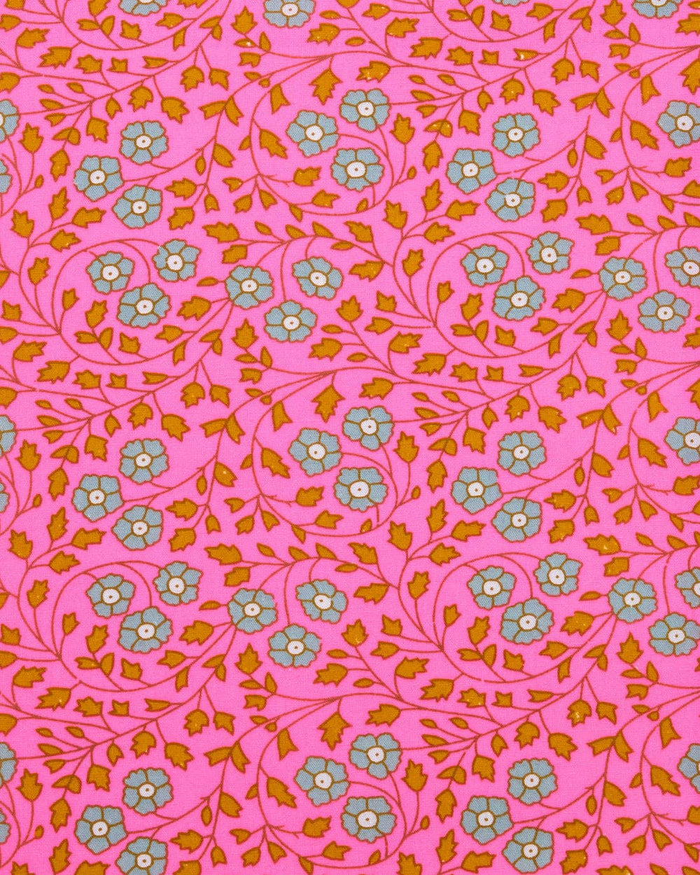 Aziza Pink Cotton Fabric Coupon 539 | Neon Floral Print | Precut Fabric 50 x 70 cm