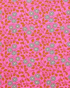 Aziza Pink Cotton Fabric Coupon 539 | Neon Floral Print | Precut Fabric 50 x 70 cm