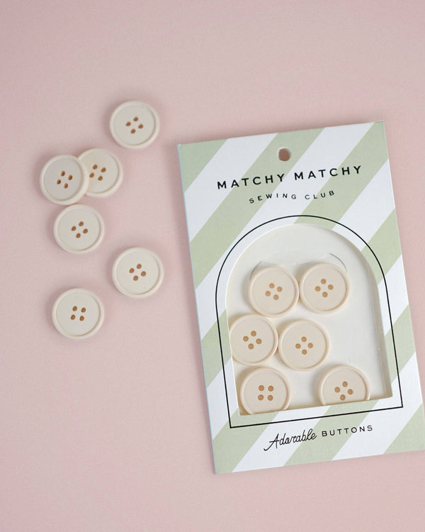 Cream Puff Retro Buttons | Set of 6