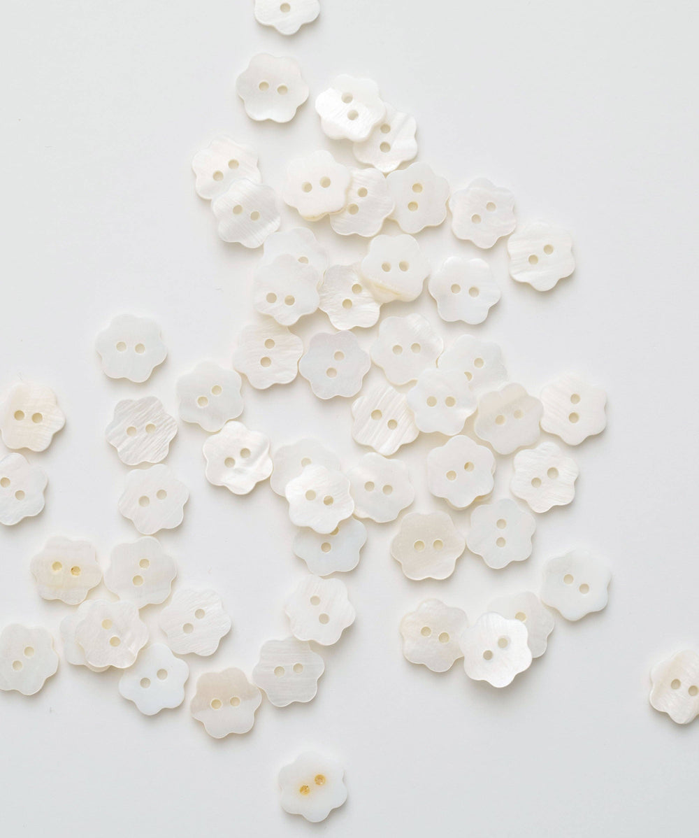 Flower Shaped Shell Buttons | Set of 12