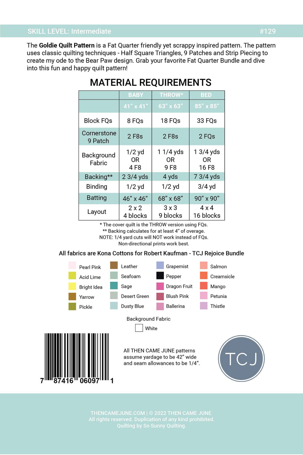 Goldie Quilt Pattern - Printed