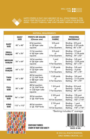 Happy Stripes Printed PAPER pattern