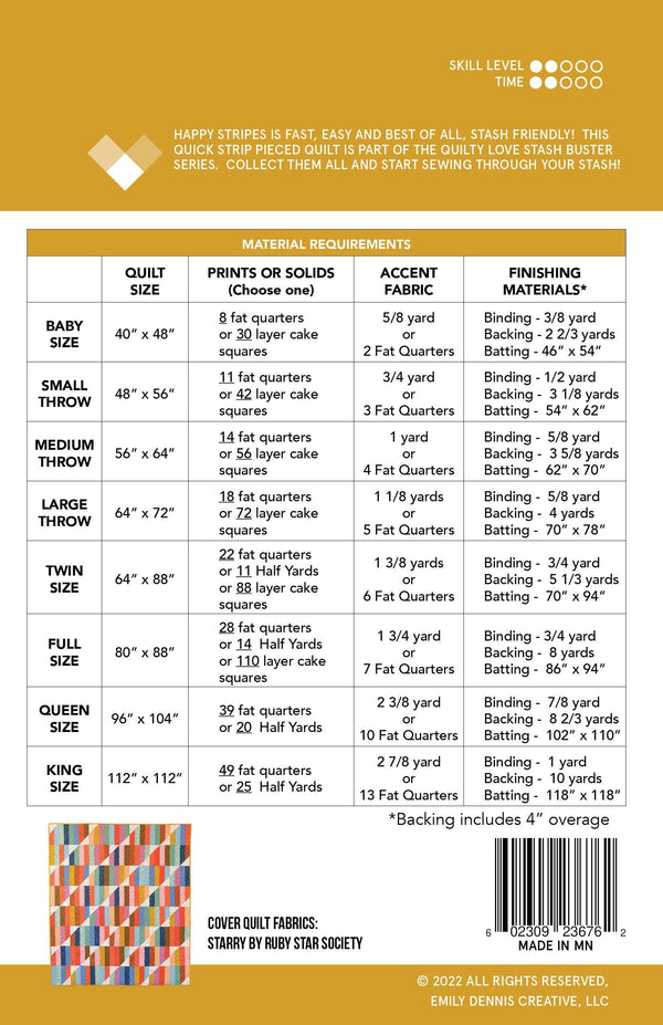 Happy Stripes Printed PAPER pattern