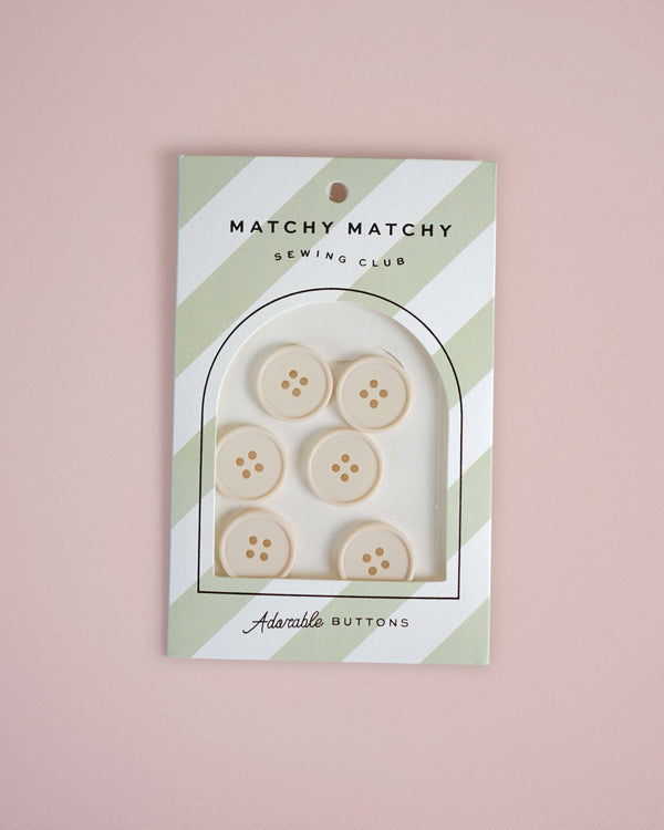 Cream Puff Retro Buttons | Set of 6