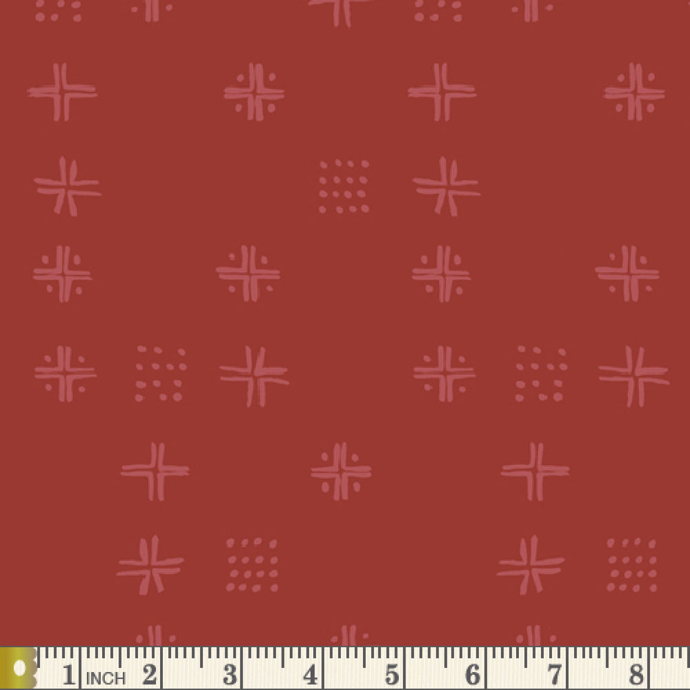Kismet Mudcloth Berries KSM-83306 | Kismet by Sharon Holland | Art Gallery Fabrics | Continuous Yardage | Fat Quarter | Red Blender Fabric