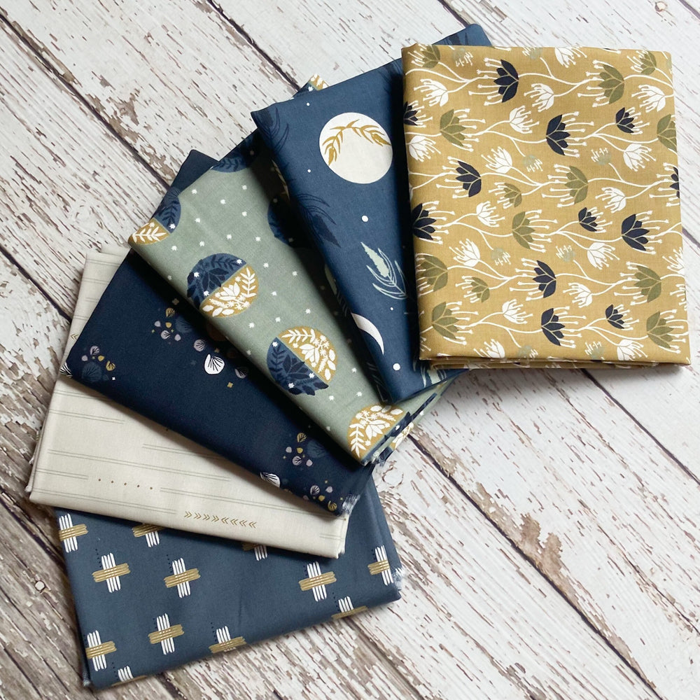Camp Creek by Ash Cascade | 6 Prints | Cotton + Steel | Fat Quarter Bundle | Navy Quilting Bundle