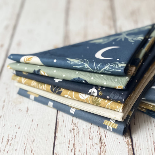 Camp Creek by Ash Cascade | 6 Prints | Cotton + Steel | Fat Quarter Bundle | Navy Quilting Bundle