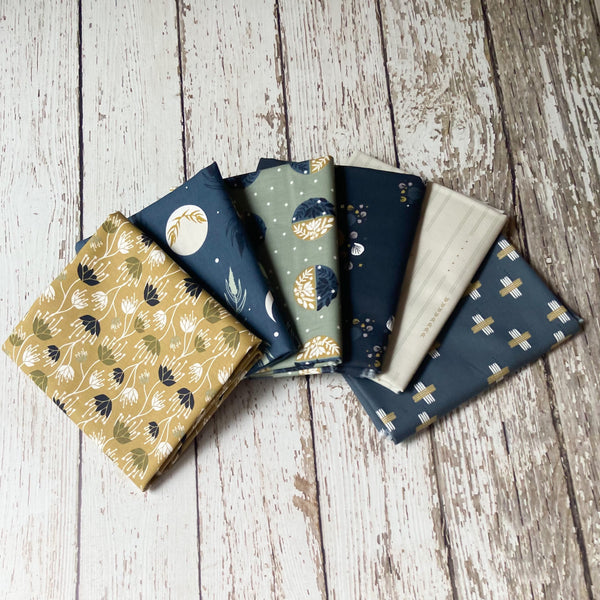 Camp Creek by Ash Cascade | 6 Prints | Cotton + Steel | Fat Quarter Bundle | Navy Quilting Bundle