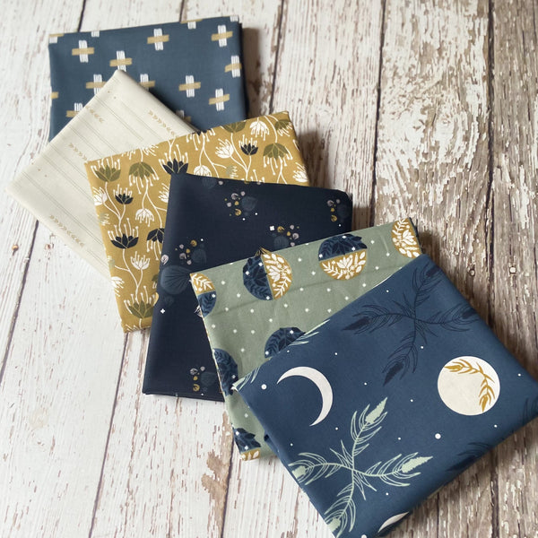 Camp Creek by Ash Cascade | 6 Prints | Cotton + Steel | Fat Quarter Bundle | Navy Quilting Bundle