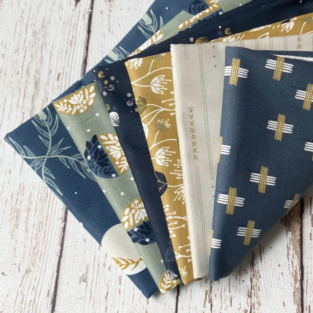 Camp Creek by Ash Cascade | 6 Prints | Cotton + Steel | Fat Quarter Bundle | Navy Quilting Bundle