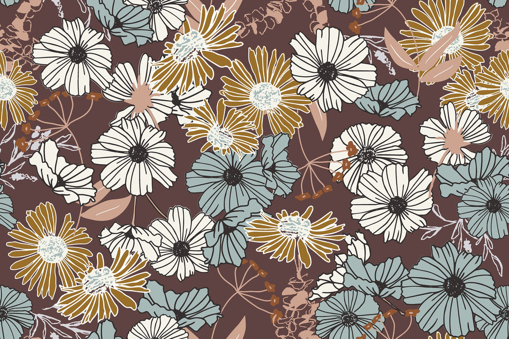 Flower Child Mulberry HJ300-MU3 | Wallflower by Hope Johnson | Cotton + Steel | Continuous Yardage | End of Bolt | Destash