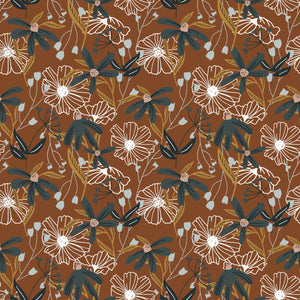 Blooms Umber HJ301-UM1 | Wallflower by Hope Johnson | Cotton + Steel | Continuous Yardage | Fat Quarter