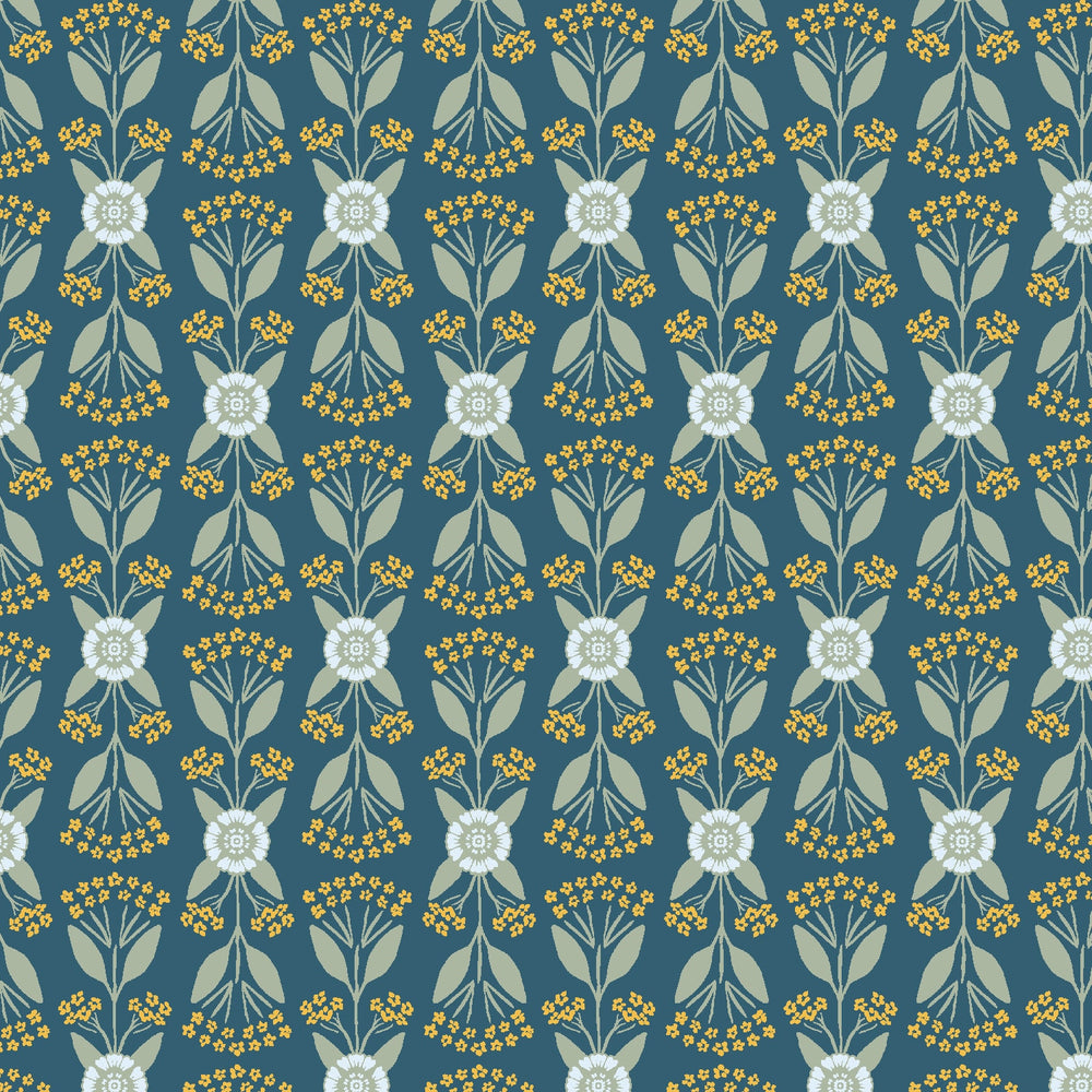 Forget Me Not Colbalt LI301-CO2 | Nightingale by Lissie Teehee | Cotton + Steel | Continuous Yardage | Fat Quarter