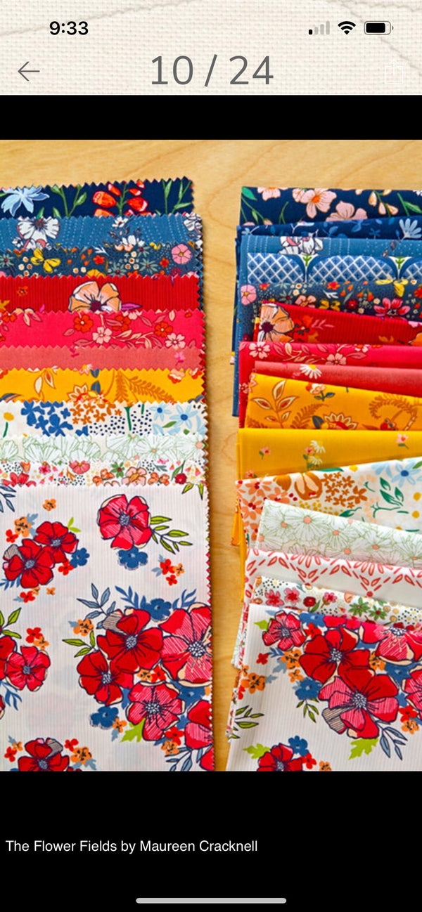 The Flower Fields by Maureen Cracknell Fat Quarter Fabric Wonders Bundle | Art Gallery Fabrics | Full Collection | 15 Prints | BUNDLE-209