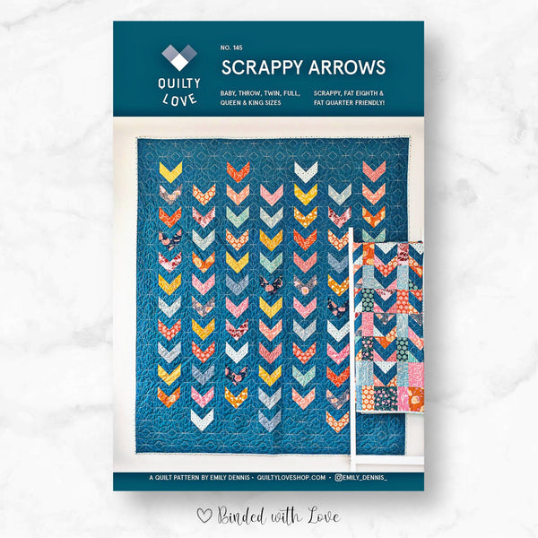 Scrappy Arrows Quilt Pattern By Quilty Love | Printed Paper Pattern | Modern Quilt Pattern | Confident Beginner | Fat Quarter Friendly