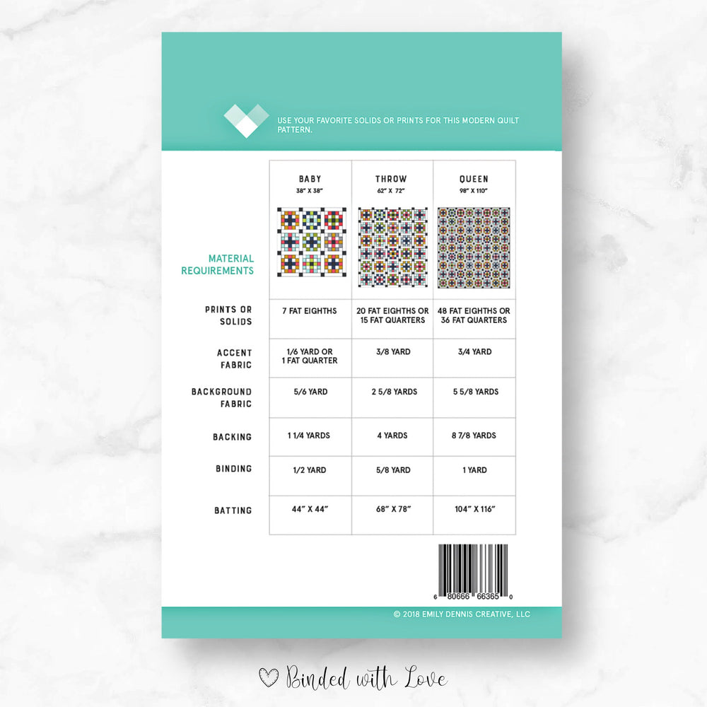Crossroads Quilt Pattern By Quilty Love | Printed Paper Pattern | Modern Quilt Pattern | Confident Beginner | Fat Quarter Friendly