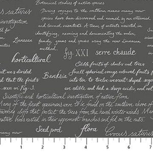 Notes Smoke 90882-97 | The Botanist by Pippa Shaw | Figo Fabrics | Continuous Yardage | Fat Quarter | Quilting Fabric