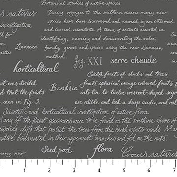 Notes Smoke 90882-97 | The Botanist by Pippa Shaw | Figo Fabrics | Continuous Yardage | Fat Quarter | Quilting Fabric