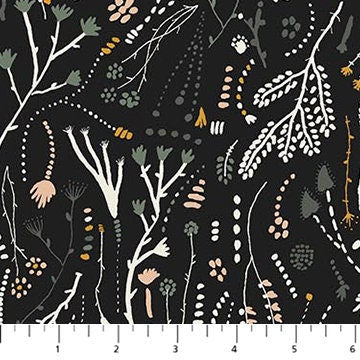 Branches Black 90851-99 | Autumn Forage by Boccaccini Meadows | Figo Fabrics | Continuous Yardage | Fat Quarter | Quilting Fabric