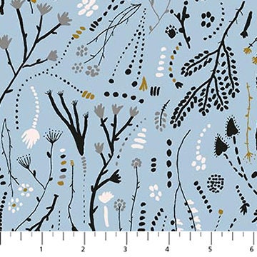 Branches Blue 90851-40 | Autumn Forage by Boccaccini Meadows | Figo Fabrics | Continuous Yardage | Fat Quarter | Quilting Fabric