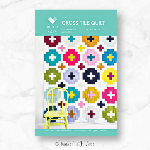 Cross Tile Quilt Pattern By Quilty Love | Printed Paper Pattern | Confident Beginner | Fat Quarter Friendly Quilt Pattern