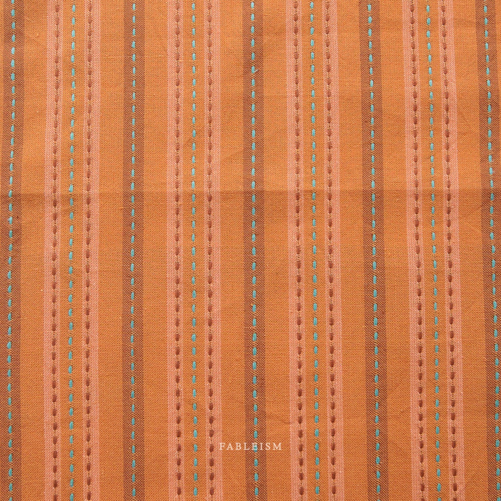 PREORDER Stitch Stripe in Rust CSW-04-RUST | Canyon Springs by Fableism Supply Co. | Continuous Yardage | Fat Quarter