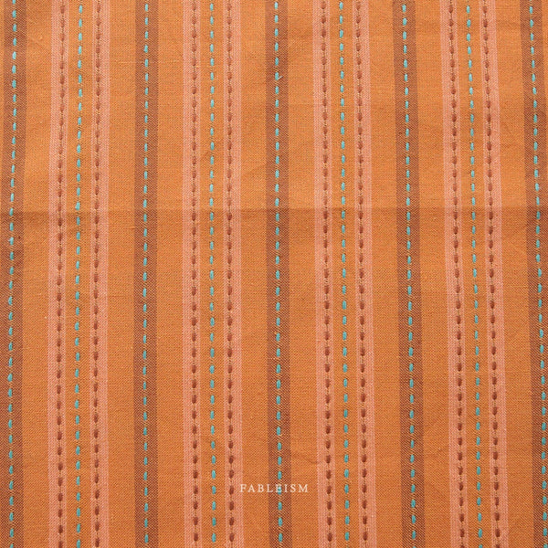 PREORDER Stitch Stripe in Rust CSW-04-RUST | Canyon Springs by Fableism Supply Co. | Continuous Yardage | Fat Quarter